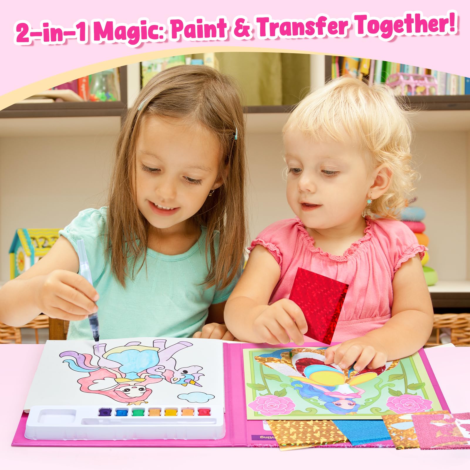 JoyCat Libri da colorare con acqua, Attività artistiche e creative, Arte senza disordine Principessa per bambini 4-8 anni, Kit e forniture creative, Attività fai-da-te, Regali per ragazze e ragazzi