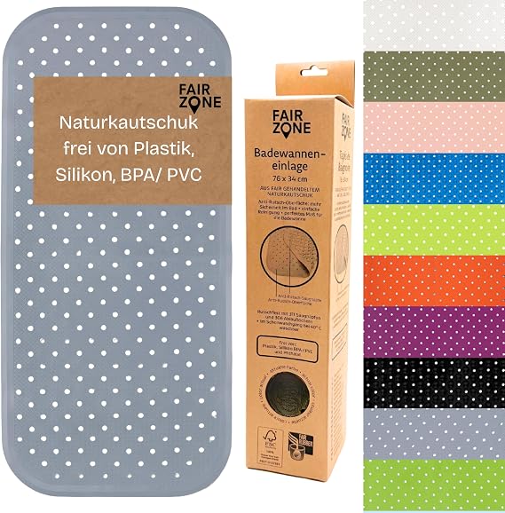 FAIR ZONE Tapis de Bain Écologique Zéro Plastique Gris Naturel