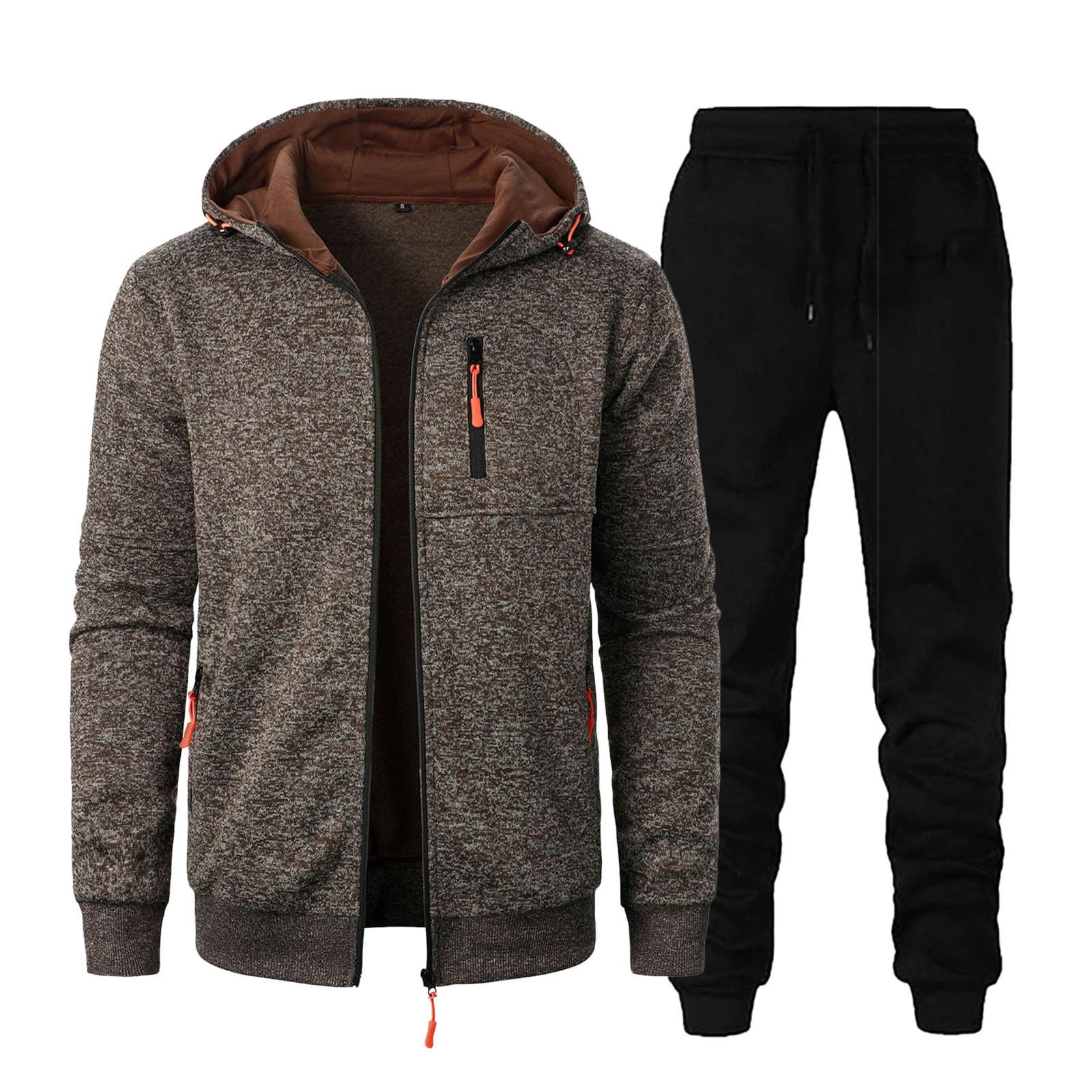 Męski dres treningowy, bluza z kapturem z zamkiem błyskawicznym, 2-częściowy dres treningowy, dla mężczyzn, miękka bawełniana odzież sportowa z kieszeniami na zamek błyskawiczny, lekki, wygodny strój
