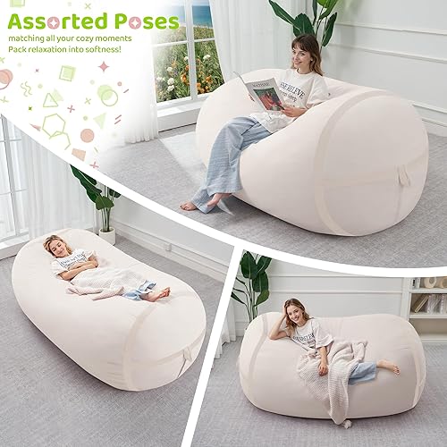 Miniatura 316 de HABUTWAY Puf gigante de 2 pies para adultos, con relleno de espuma viscoelástica, puf grande con funda de terciopelo holandés extraíble para sala de