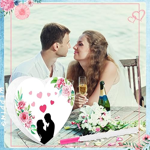 Miniatura 5 de Hicarer Piñata blanca, corazón, piñata de boda, corazón, suministros de fiesta blanca, recuerdos de boda, decoración de piñata con palo y venda para