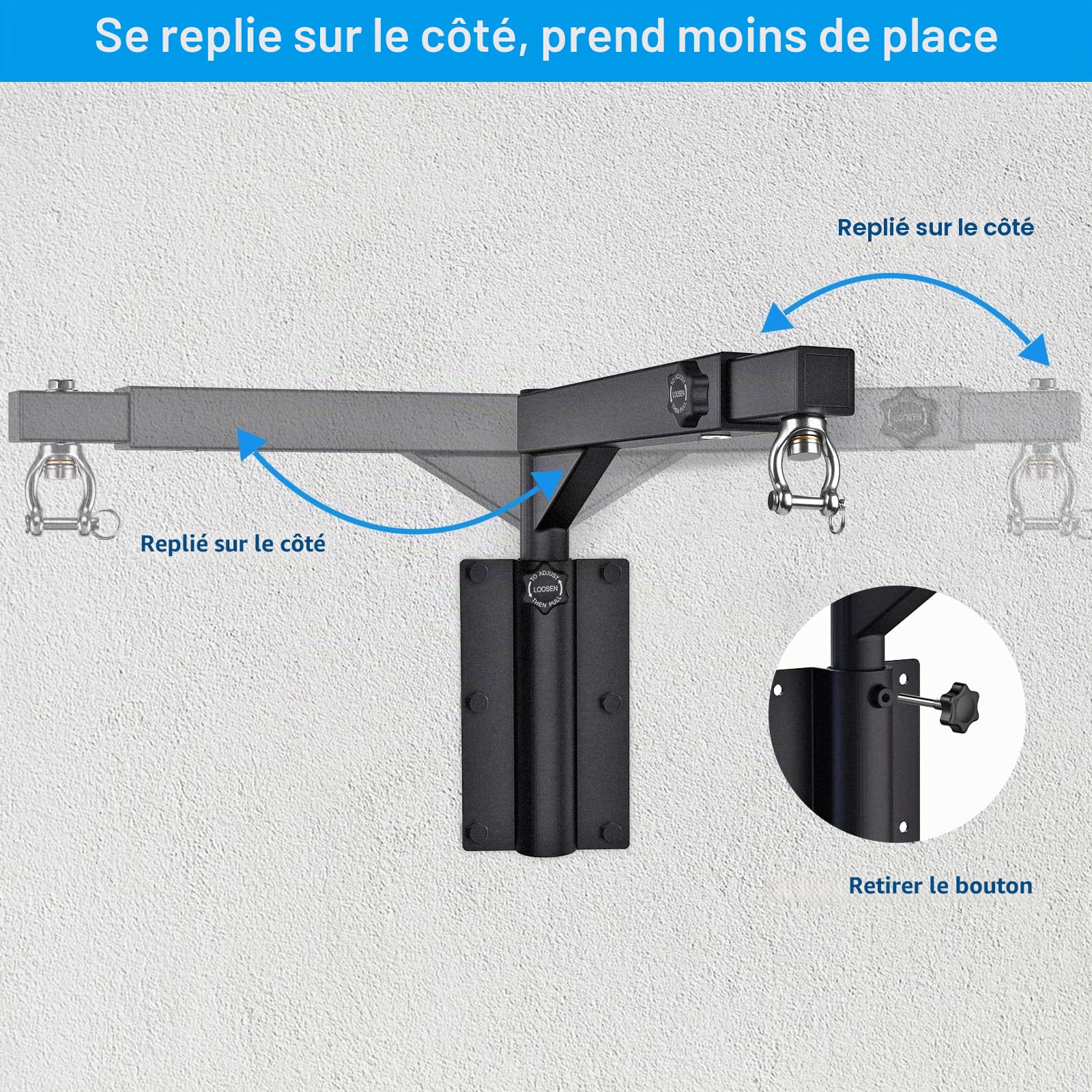 Kipika Support Mural pour Sac de Frappe, Support Rotatif pour Sac de Boxe, Sac de Boxe, pour la Maison, la Salle de Sport, l'intérieur et l'extérieur, Longueur réglable pour Sac de Kickboxing, Sac de