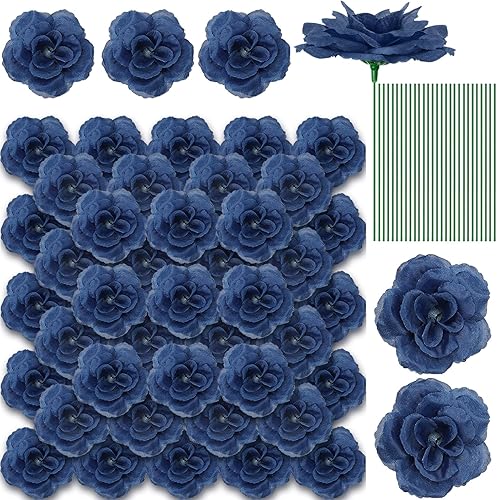 200 flores artificiales de seda falsa de 3 pulgadas con tallo de esmeralda, rosa sintética y tallo de 6 pulgadas para boda, ramo de novia,