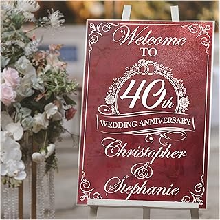 40th Wedding Anniversary Sign, 40th Anniversary Gift for Parents, Personalized 40th Anniversary Gift, Anniversary Party Welcome Sign, 40th Birthday Party Supply, Size 24x18, 36x24 and 48x36
