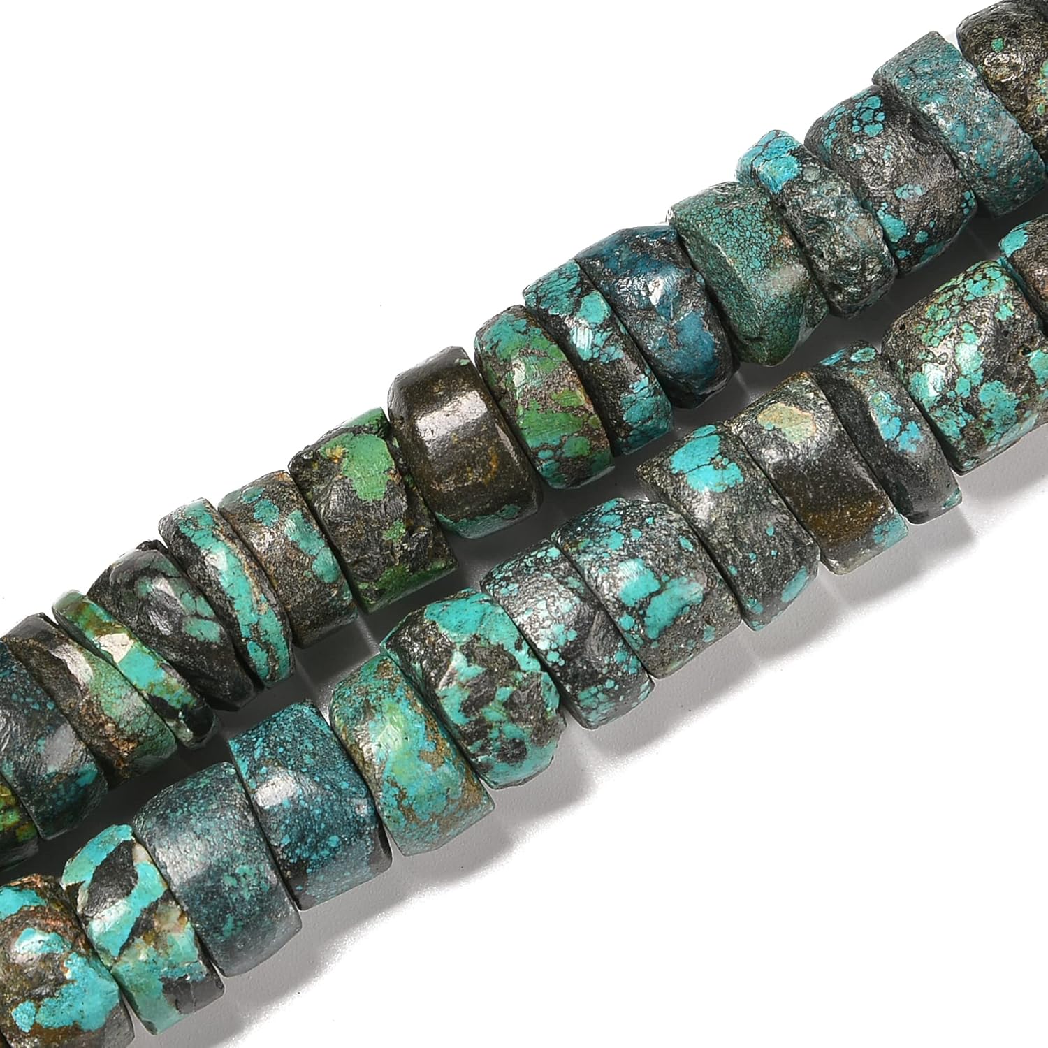 JM Design Natural Genuine Blue Turquoise Heishi Disc Beads Size 18-22mm 15.5'' Str for Jewelry Making