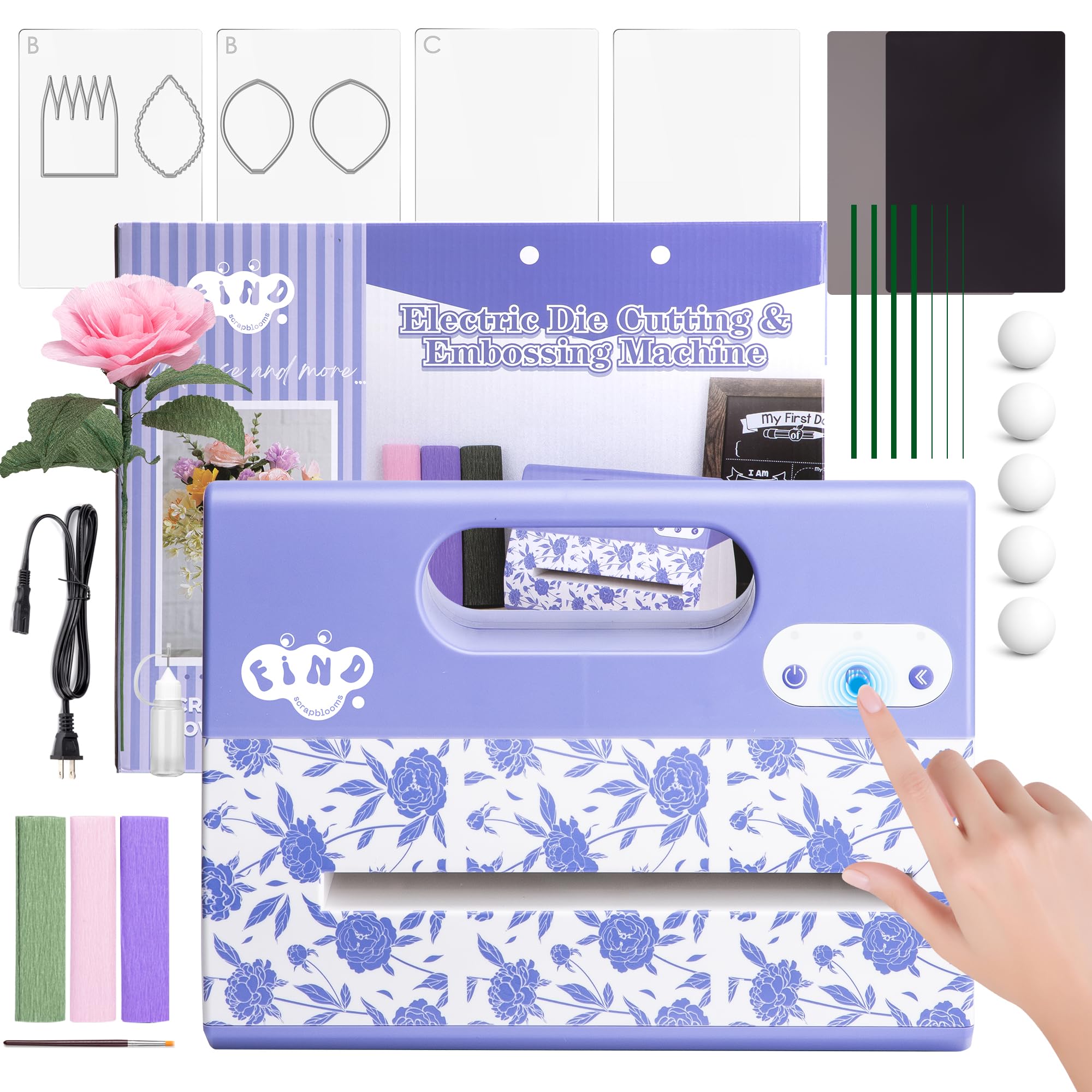 Portable Automatic A4 Die Cutting Machine,Electric 9 inch Embossing Machine kit for CardMaking，Crepe Paper Flower Making