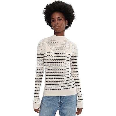 Sanctuary Forever Striped Mock Neck vanilla creme w black stripe 2