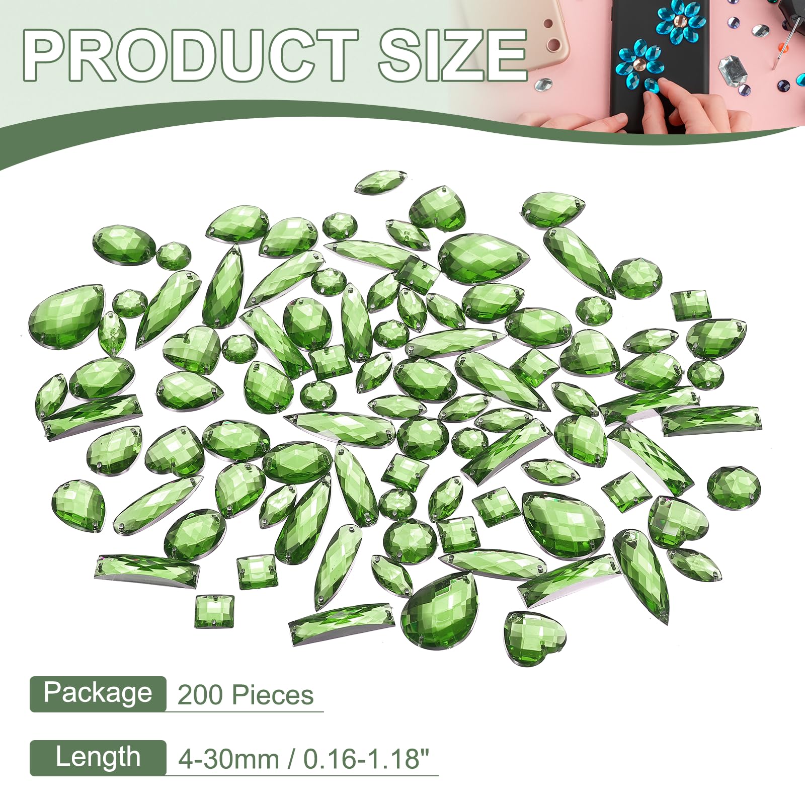YELARXI Sew on Rhinestones Flatback Crystal Acrylic Gems Diamante, Fit for DIY Crafts Dress Clothes Shoes Bag Decorations - Image 2