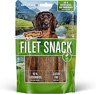 DeliBest Filet Snack aus Entenfleisch I Hundesnacks getreidefrei I Hundeleckerli als sortenreine Protein- und Energiequelle I Hundesnack mit hohem Fleischanteil I 90 g product image