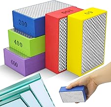 5 Pièces Éponges de Ponçage,Tampons de Polissage Cale à Poncer Carrelage Blocs de Ponçage Diamant Poncer pour Carreaux Céramique Verre Pierre Granit Marbre | Grains 60# 100# 200# 400# 600#