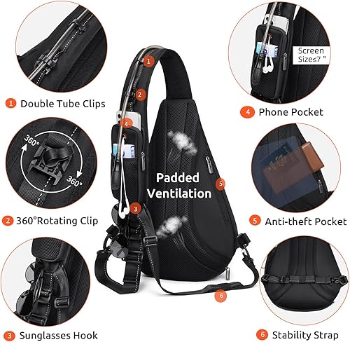 Miniatura 6 de Mochila de hidratación de 19L para senderismo (incluye bolsa de agua de 2 litros), mochila grande, mochila de hidratación, mochila cruzada