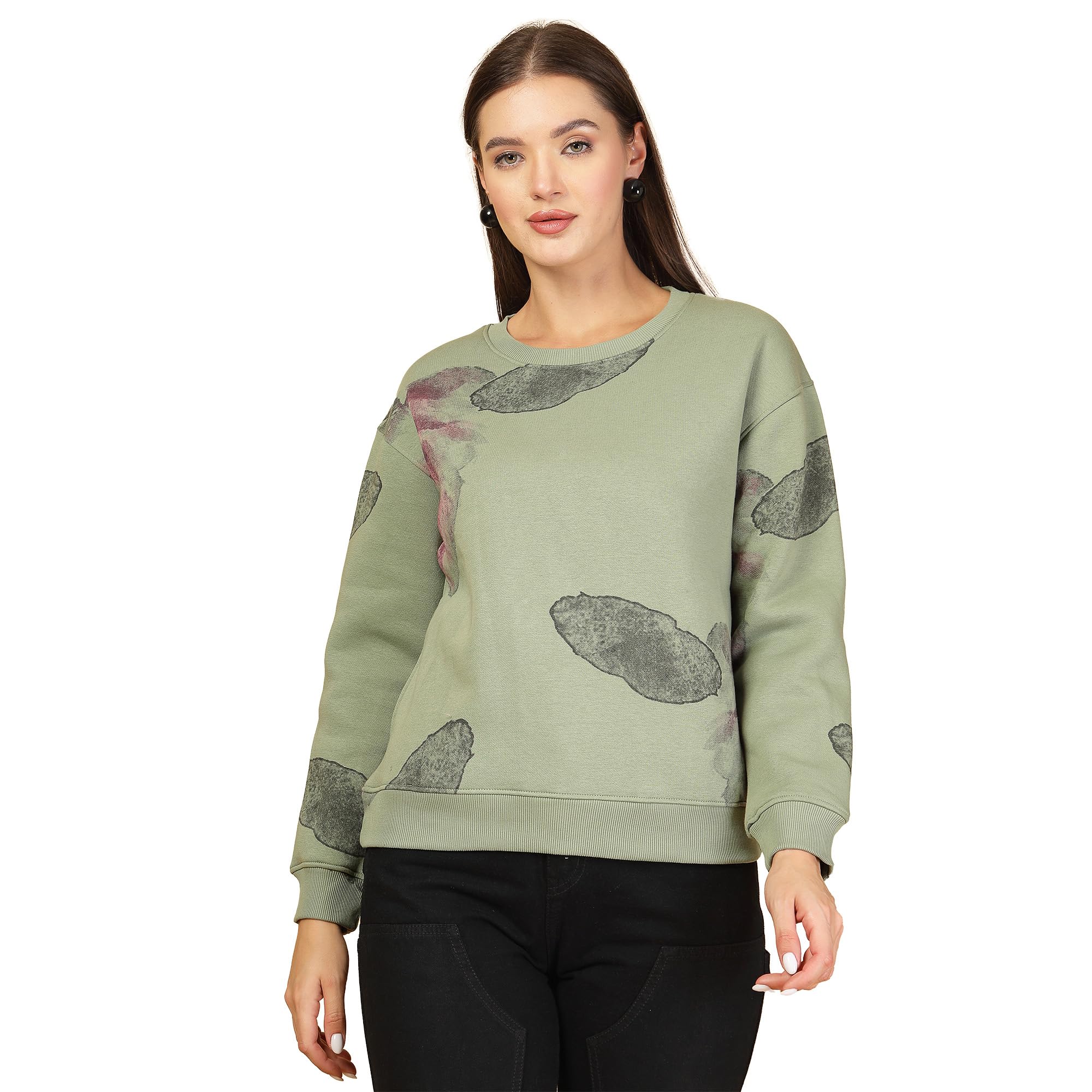 Women Abstract Printed Round Neck Sweatshirt-picture-38