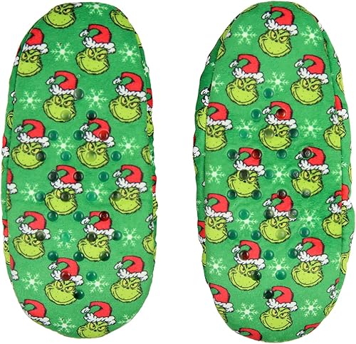 Miniatura 3 de Bioworld Dr. Seuss The Grinch That Stole Christmas Slippers Santa Grinch Slipper Socks with No-Slip Sole For Women Men