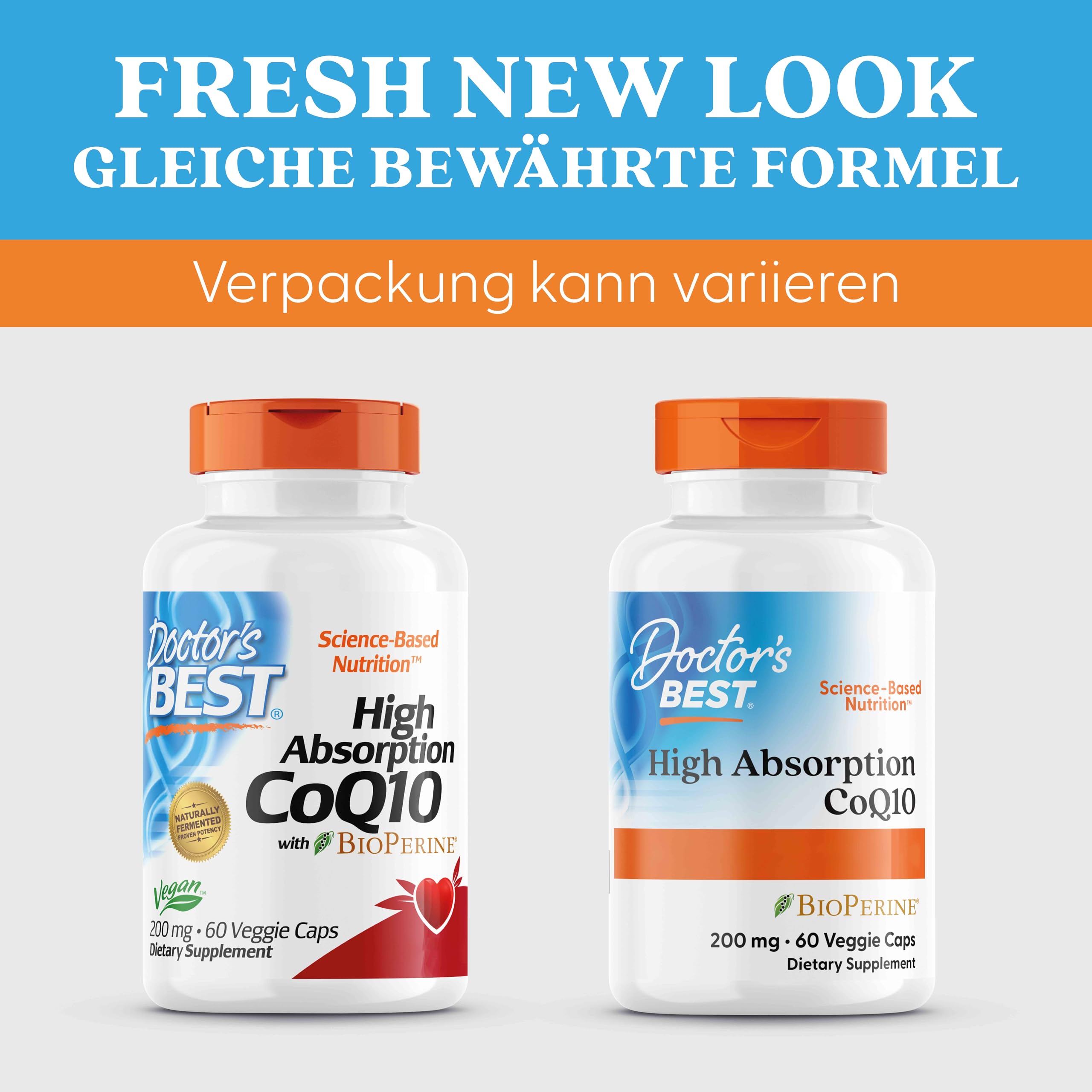 Doctor's Best, High Absorption CoQ10 mit BioPerine, 200mg, 60 vegane Kapseln, Laborgeprüft, Glutenfrei, Sojafrei, Vegetarisch