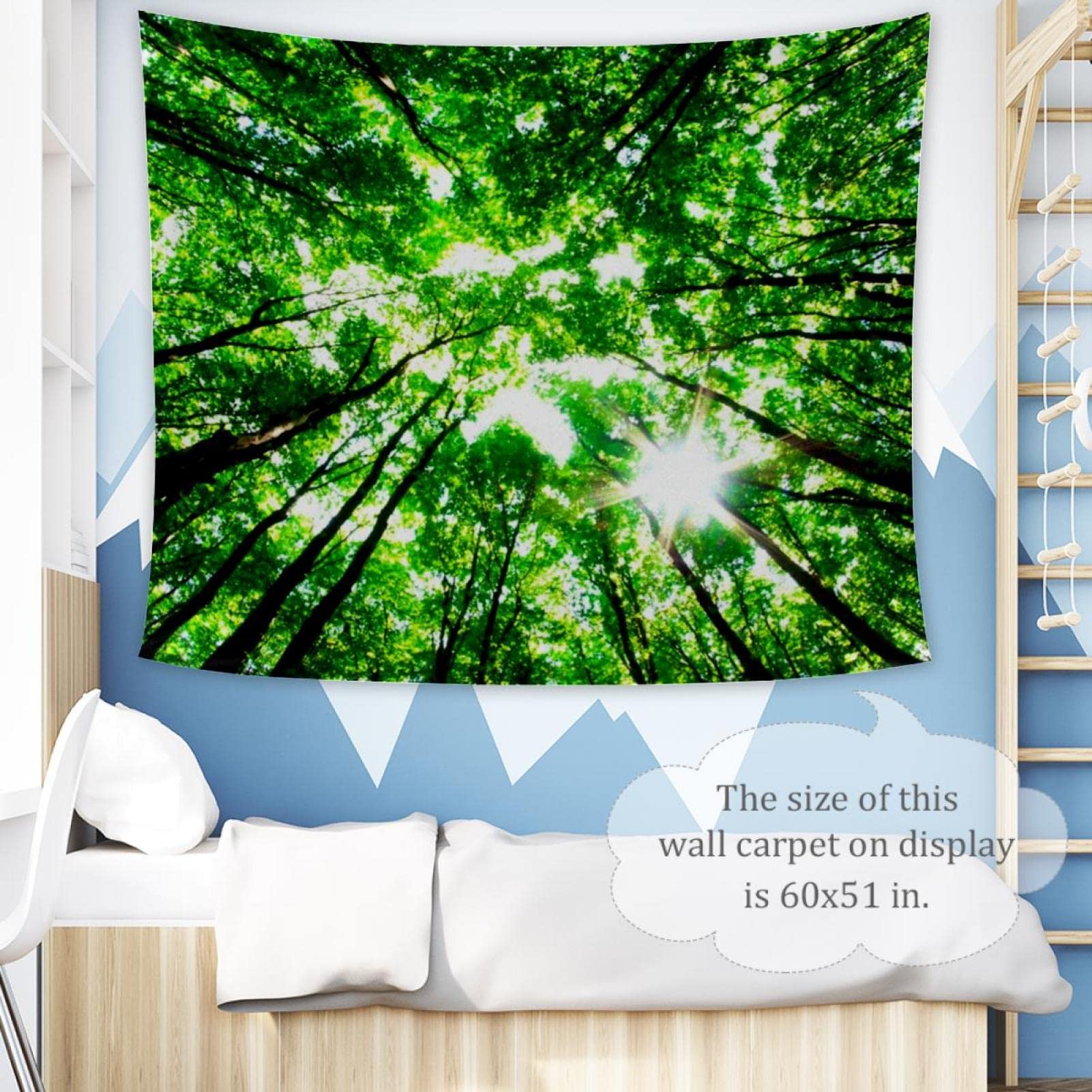 WOSHJIUK foresta di fantasia della casa sull'albero Arazzo da appendere alla parete,60x40 pollici Decorazione della parete della stanza degli arazzi per la camera da letto del soggiorno