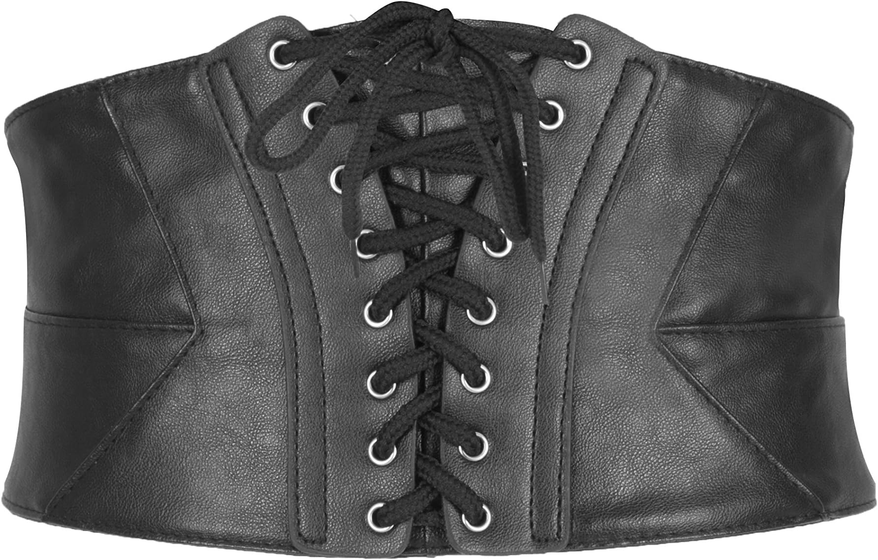 BlackButterfly Wide Corset Waspie Elastic Waist Faux Leather Belt