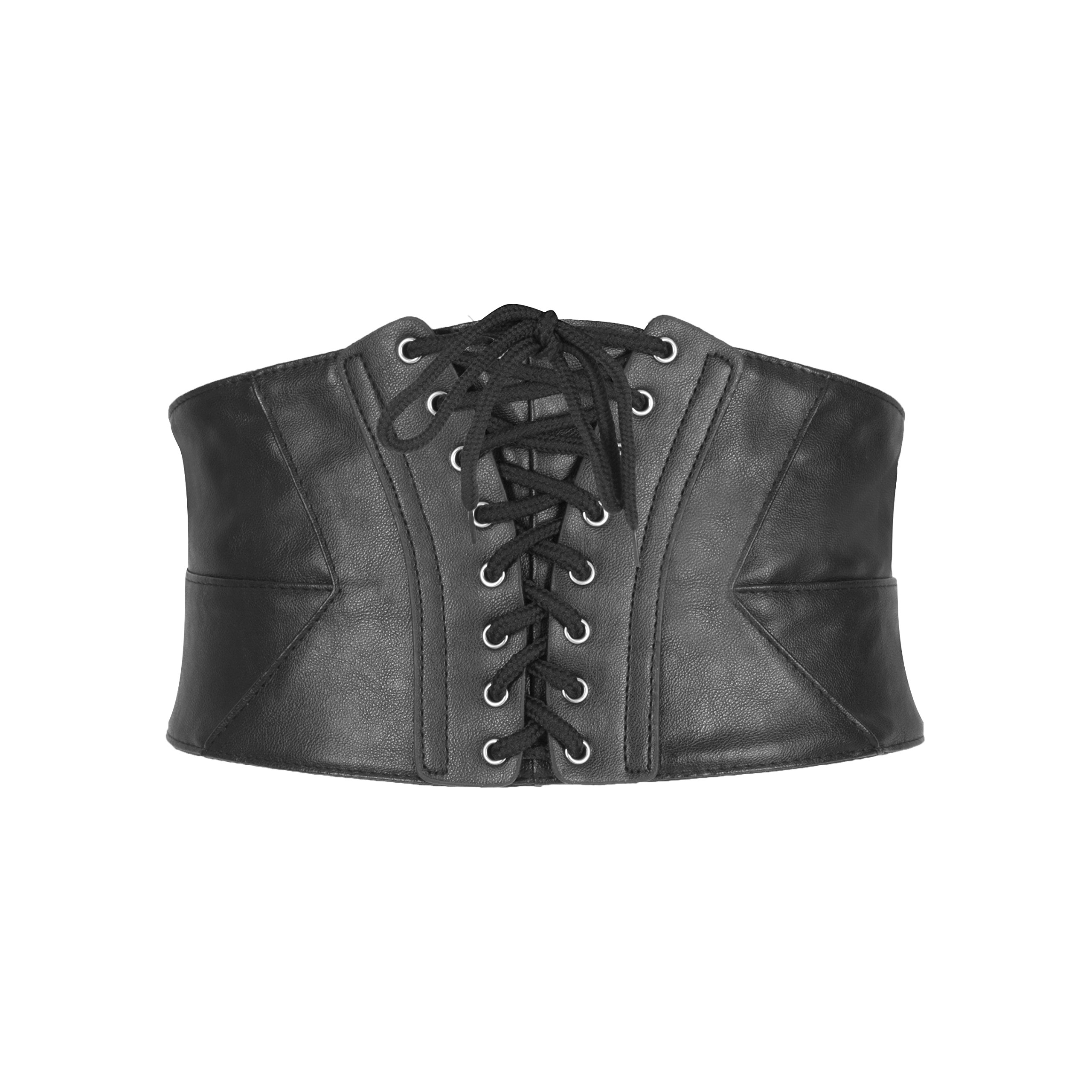 BlackButterfly Wide Corset Waspie Elastic Waist Faux Leather Belt