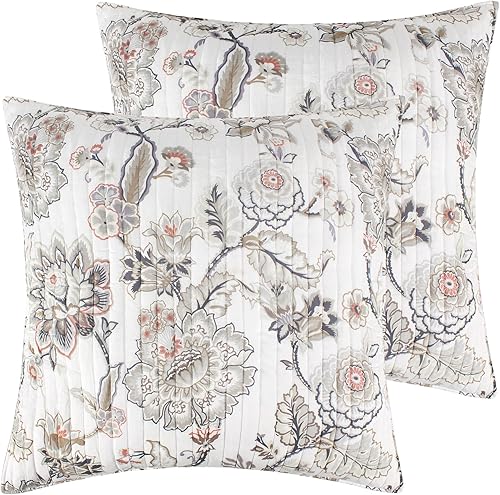 Levtex Home - Colcha Ophelia - Juego de 2 fundas de almohada europeas - Cuadros - Rojo y blanco - Colcha (26 x 26 pulgadas) - Reversible - Poliéster