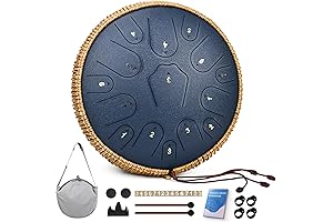 14 Inch 15 Notes Steel Tongue Drum C Major, Steel Handpan Drum...