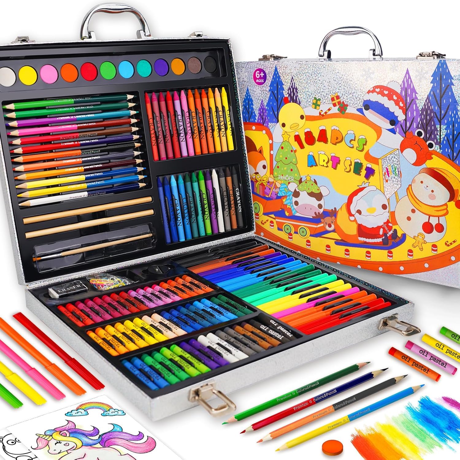 Amazon.com: Okiki 184Pcs Silver Kids Drawing Kit, Art Set with
