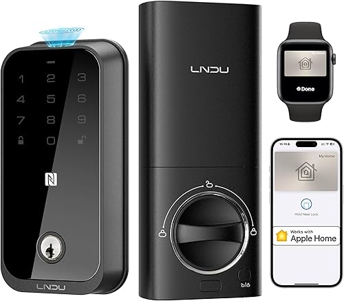 Cerradura inteligente para puerta delantera HK01 Apple Home ecosistema huella digital cerradura de puerta sin llave, compatible con Apple Home,