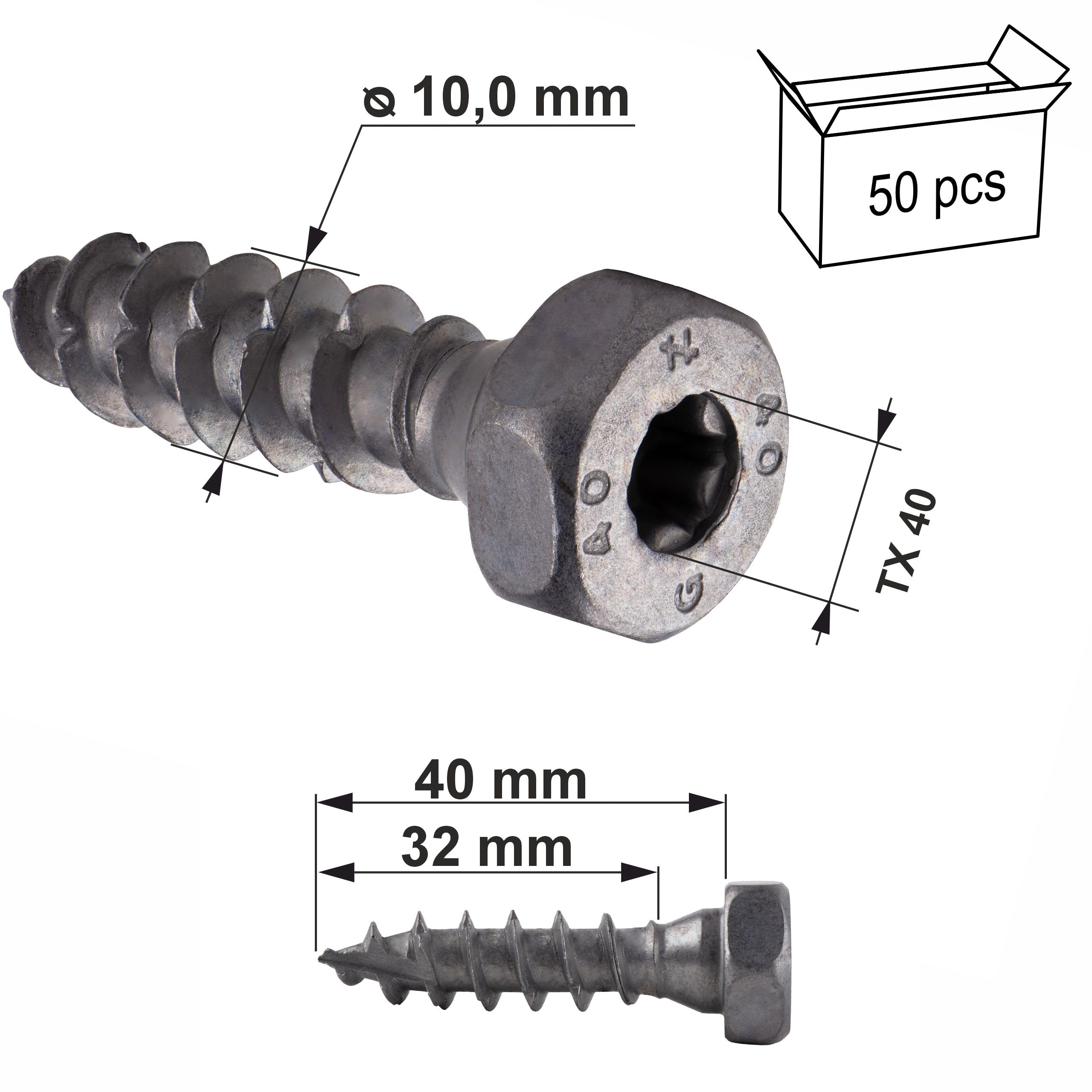 Śruby złącza SSH Simpson - 50 śrub 10x40 mm