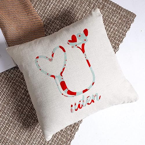 Miniatura 3 de Funda de almohada en U personalizada con nombre inicial y letra de monograma con corazones de amor azules y rojos, divertida funda de cojín para