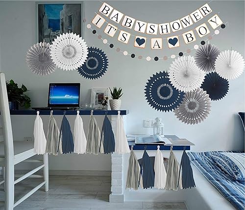 Miniatura 7 de Baby Shower para niño, decoración de baby shower, baby shower de elefante gris, decoraciones de baby shower azul para niños, decoración de baby