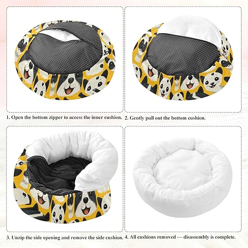 Miniatura 8 de Small Cartoon Cute Dogs Doodles Art Donut Cuddler Pet Dog Beds fluffier Cat Cave Bed for Medium Size Pets Supplies cama elevada para Perros Grandes