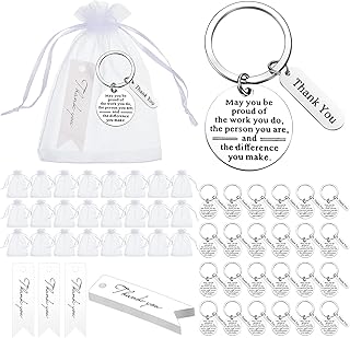 Yinkin 72 Pcs Employee Appreciation Gifts Bulk Staff Thank You Gifts Organza Bags with Cards for Coworkers Christmas Favors