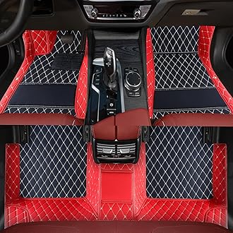Custom car Floor mats Suitable for 99% car Truck SUV,car mats All Weather Personalized,Full Coverage Luxury Car Mats, Anti-Slip Leather Floor mats. (red and Black)