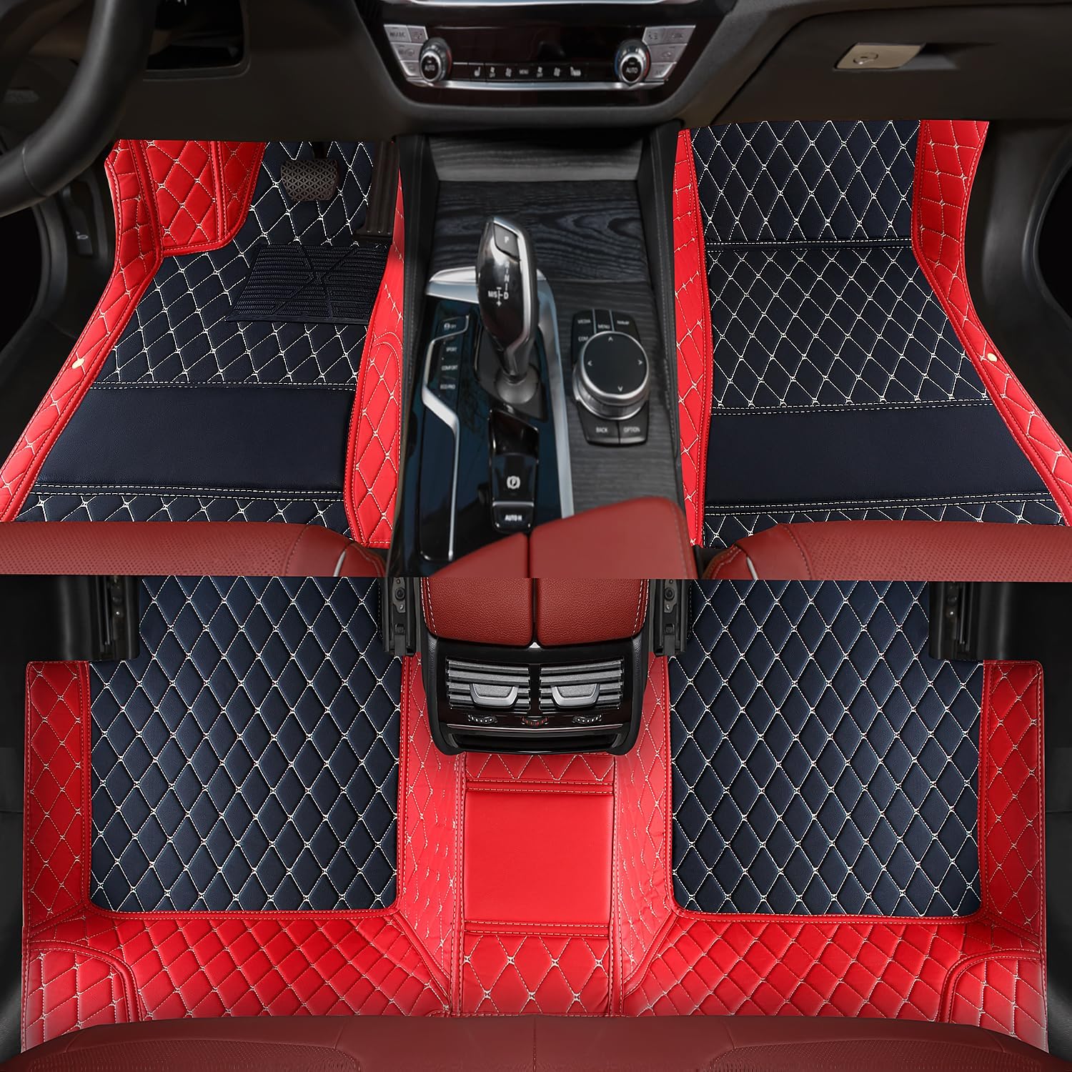 Custom car Floor mats Suitable for 99% car Truck SUV,car mats All Weather Personalized,Full Coverage Luxury Car Mats, Anti-Slip Leather Floor mats. (red and Black)