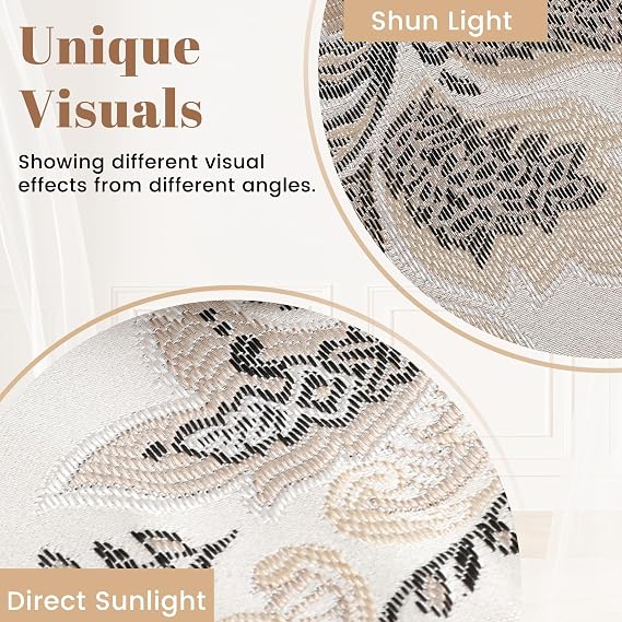 Embroider Table Runner, Luxury Jacquard Fabric Dining Table Runner with Tassels for Home Decoration Kitchen Party,13 x 48,Beige