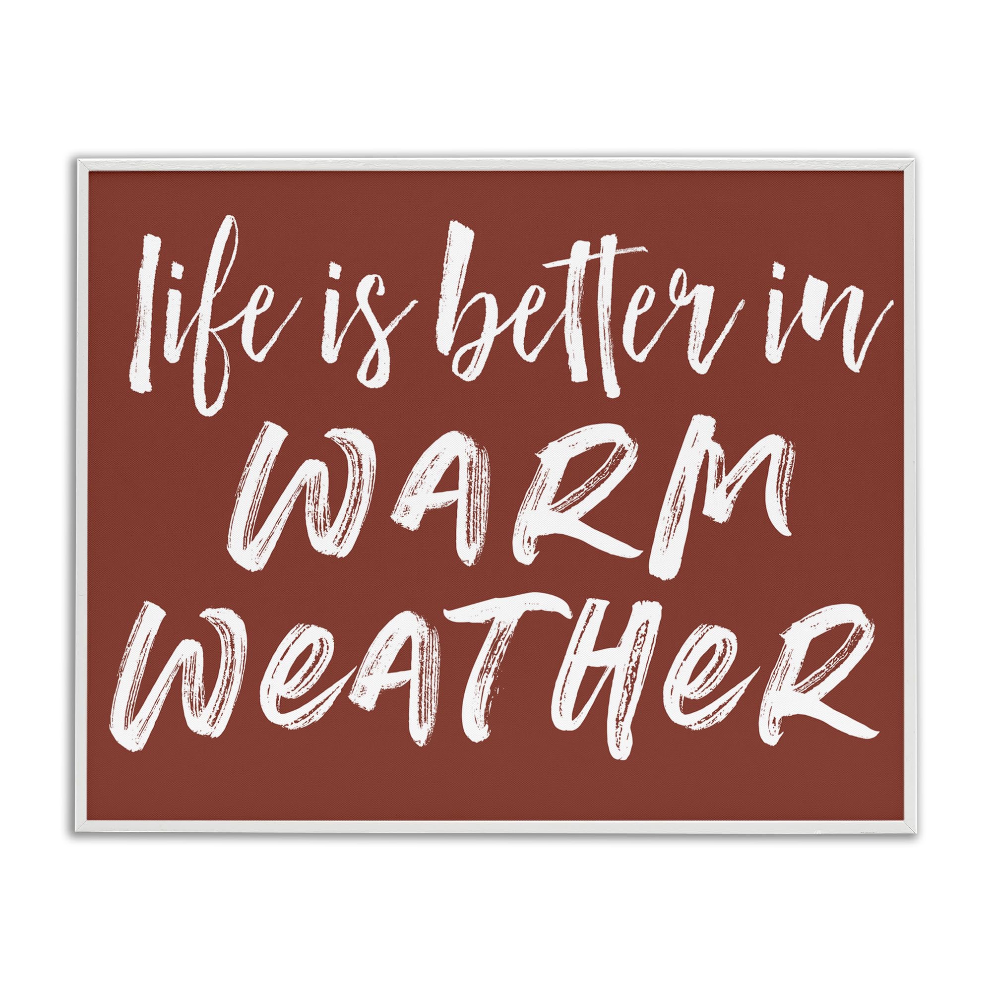 Poster encadré Life Is Better In Warm Weather grand cadre noir Stupell Industries