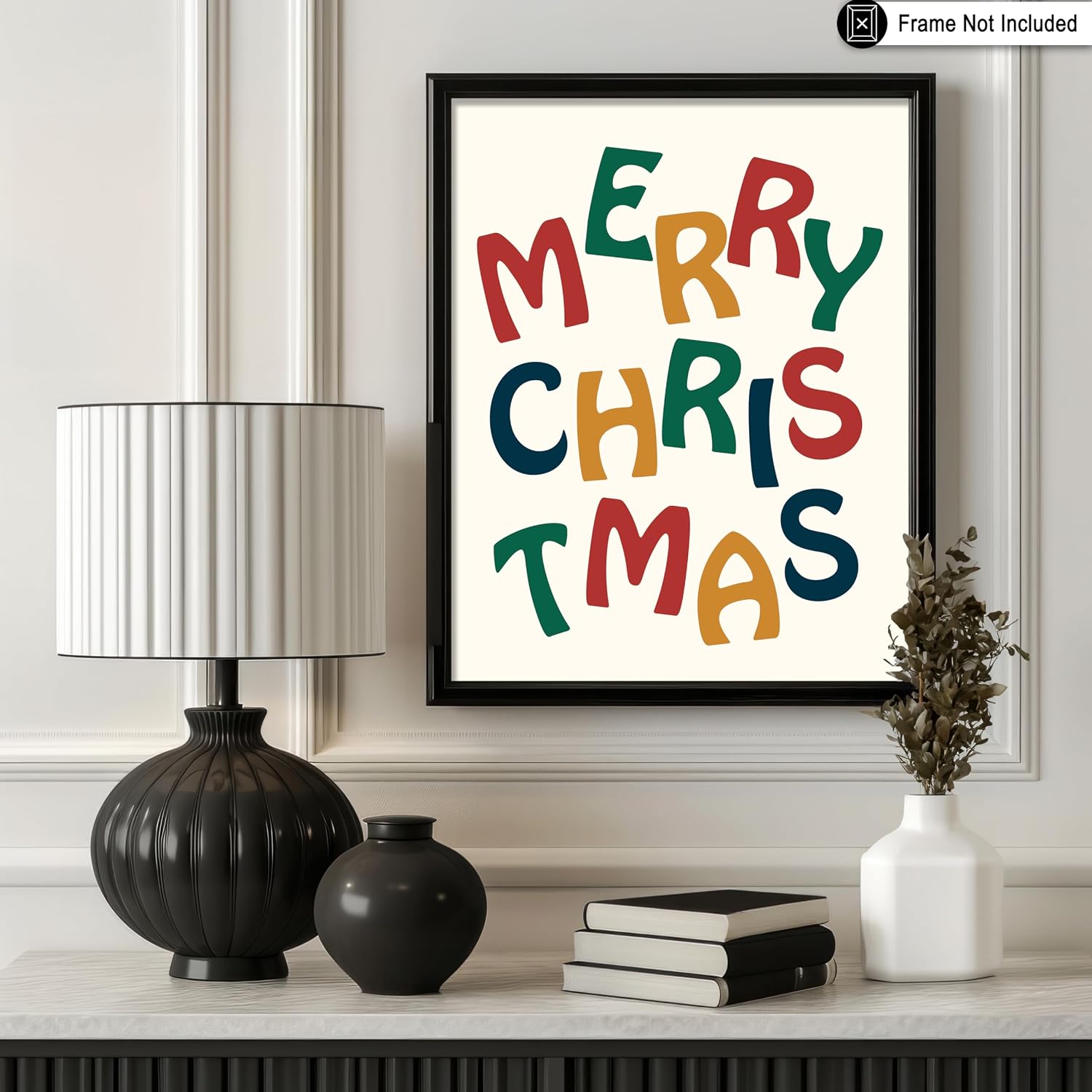 Poster Master Merry Christmas Print - Holiday Poster - Typography Art - Minimal Wall Design - Trendy Gift for Men & Women - Decor for Bedroom, Dorm or Living Room - 8x10 UNFRAMED Wall Art