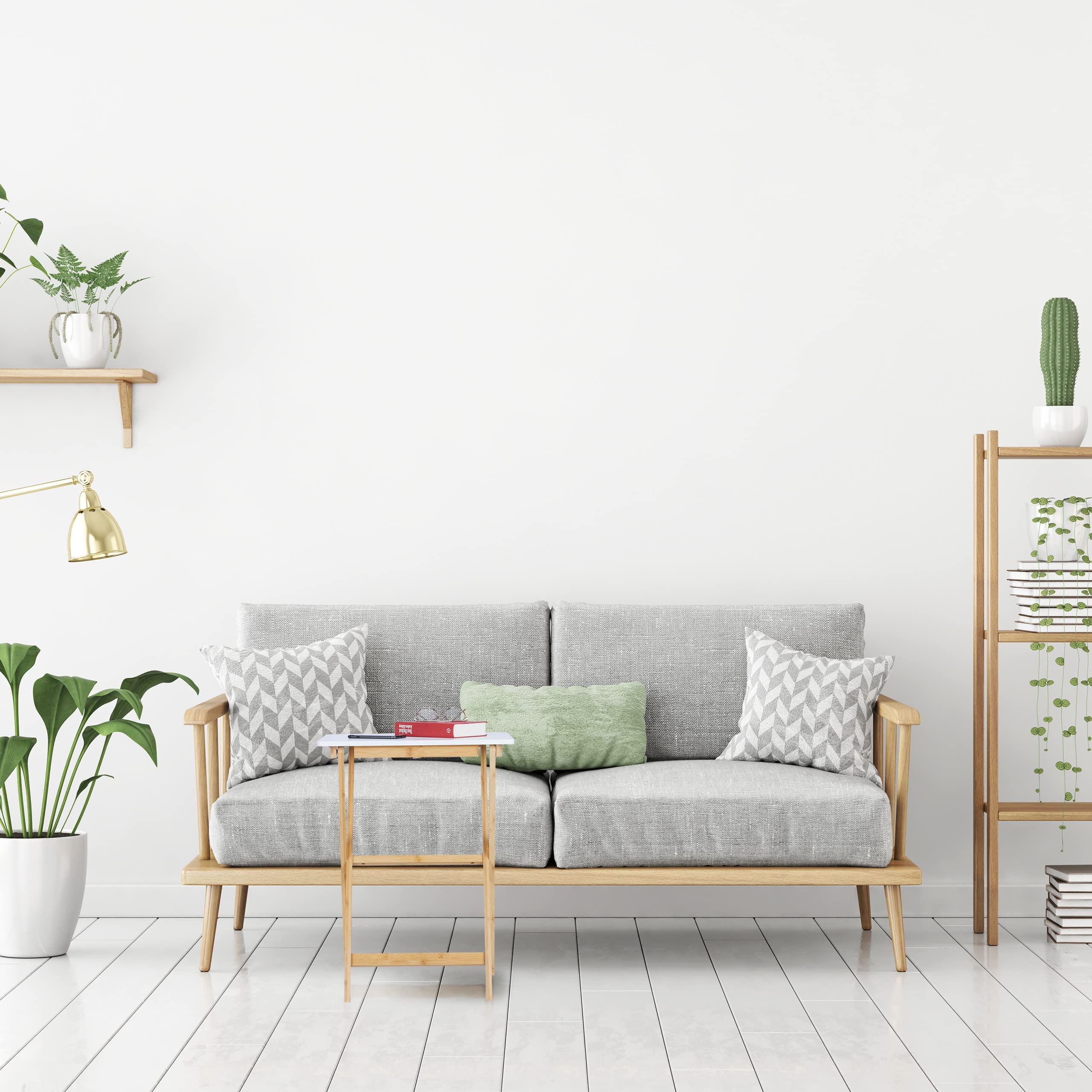 Relaxdays Table Pliante, Bambou, HxLxP : 63 x 47,5 x 37 cm, Peu encombrante, Solide, guéridon de Balcon, Blanc-Nature