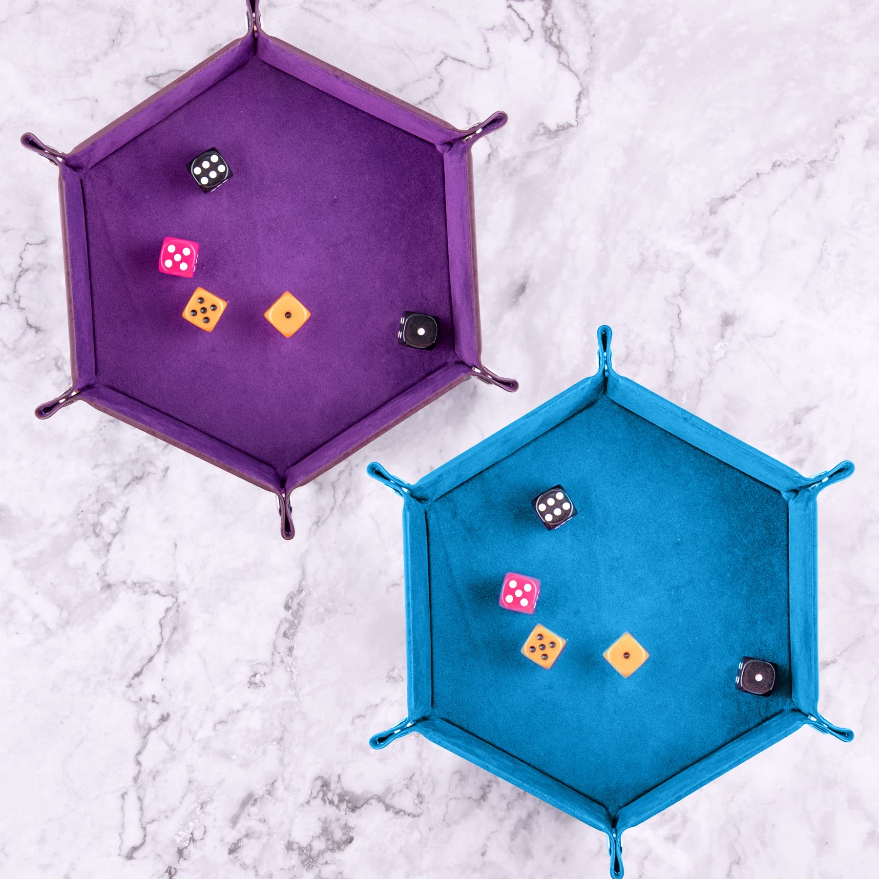 SIQUK 2 Pièces Plateau de Dés Pliable Cuir Velours pour Jeux de Table DND RPG (Violet, Bleu Ciel)
