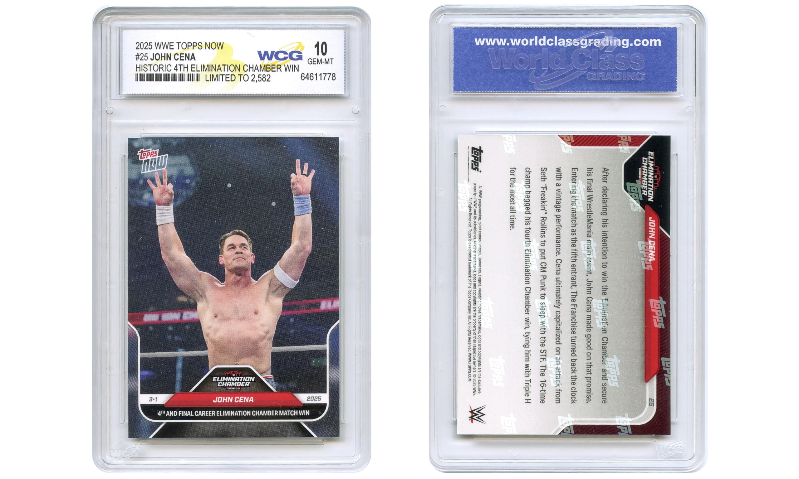 Amazon.com: 2025 WWE Topps John Cena Historic 4th Chamber Win Card #25