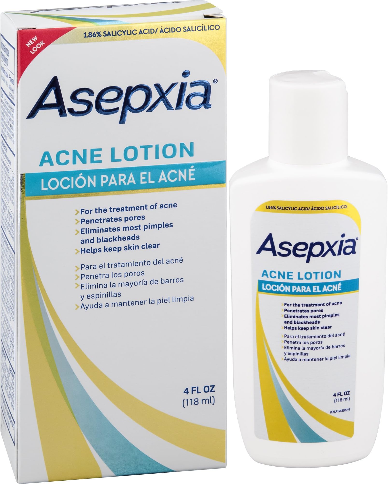 ASEPXIA Acne Astringent Lotion 1.86% Salicylic Acid for Pimples Blackheads Clogged Pores, 4 oz