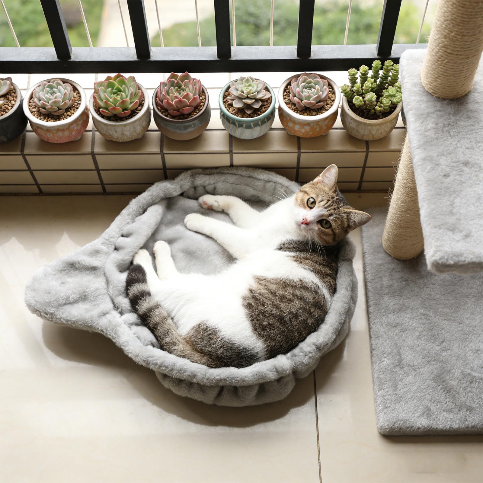 Cestino-amaca per gatti: amaca di ricambio per tiragraffi a torre - Cuccia sospesa fai-da-te per animali domestici da interno (grigio chiaro)