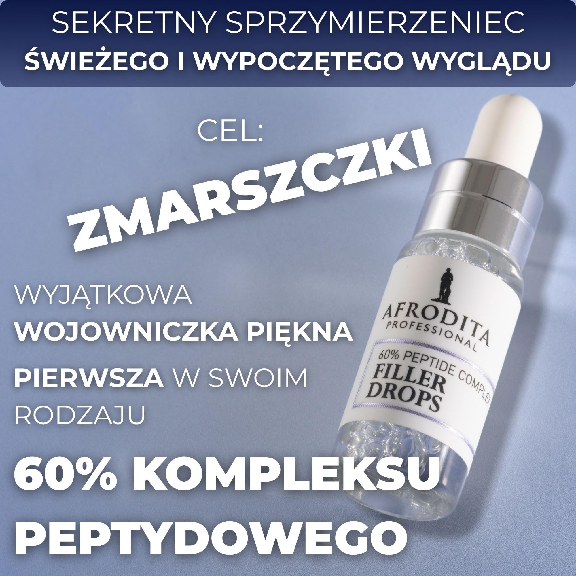 Afrodita Professional 60% Peptid Filler Drops serum do twarzy – przeciwzmarszczkowe serum hialuronowe dla kobiet – ujędrniające serum nawilżające 5 ml