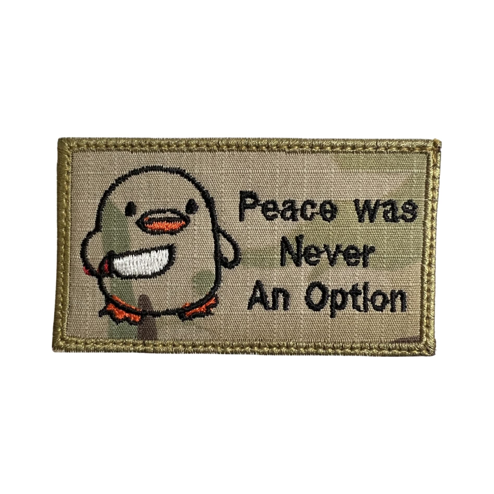 Peace was Never an Option Chick Meme Patch Multicam OCP - Funny Tactical Military Morale Embroidered Patch Hook Fastener Backing