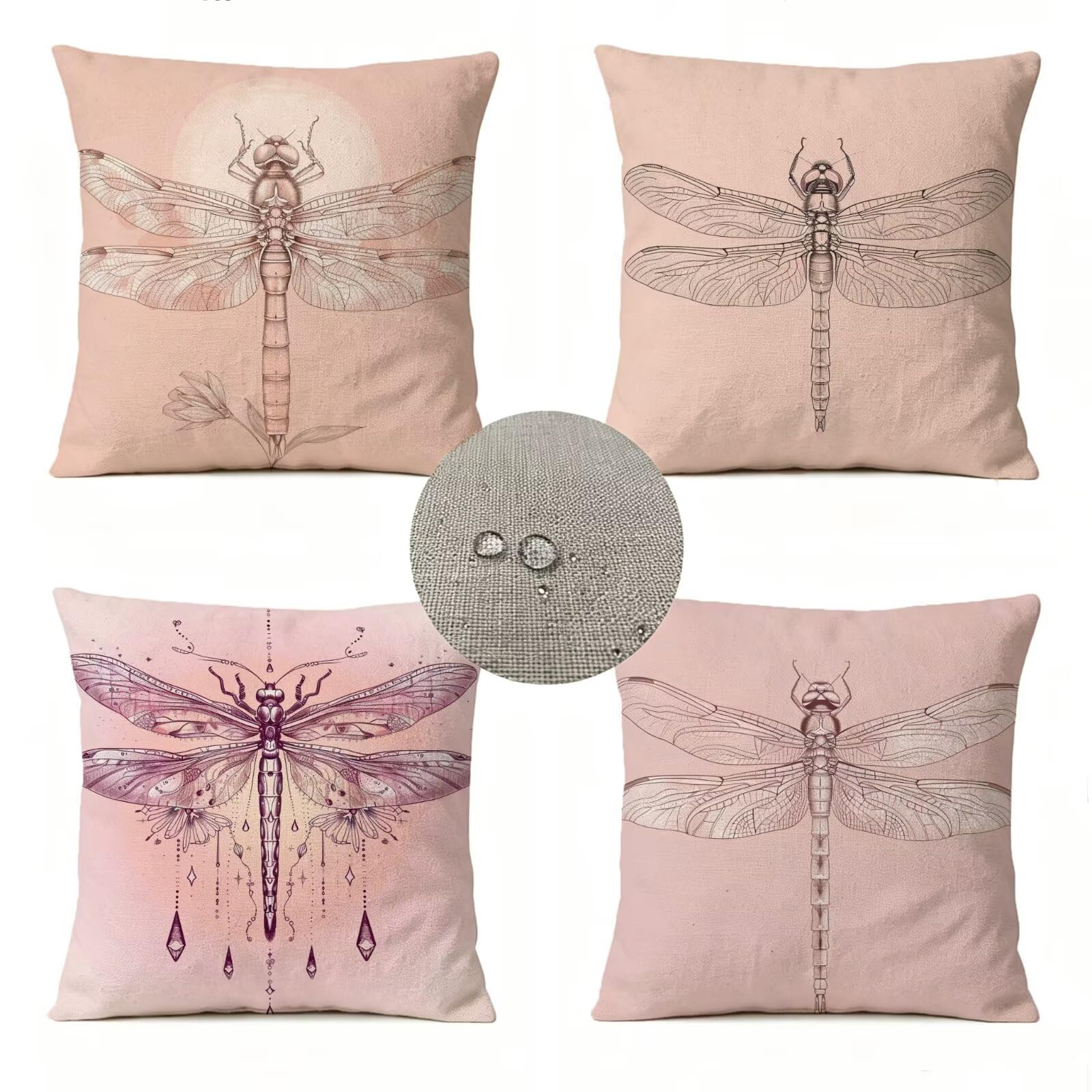 Juego de 4 Fundas Cojín 45x45 Gris Lino Cojines Sofa Cuadrado GJ-77