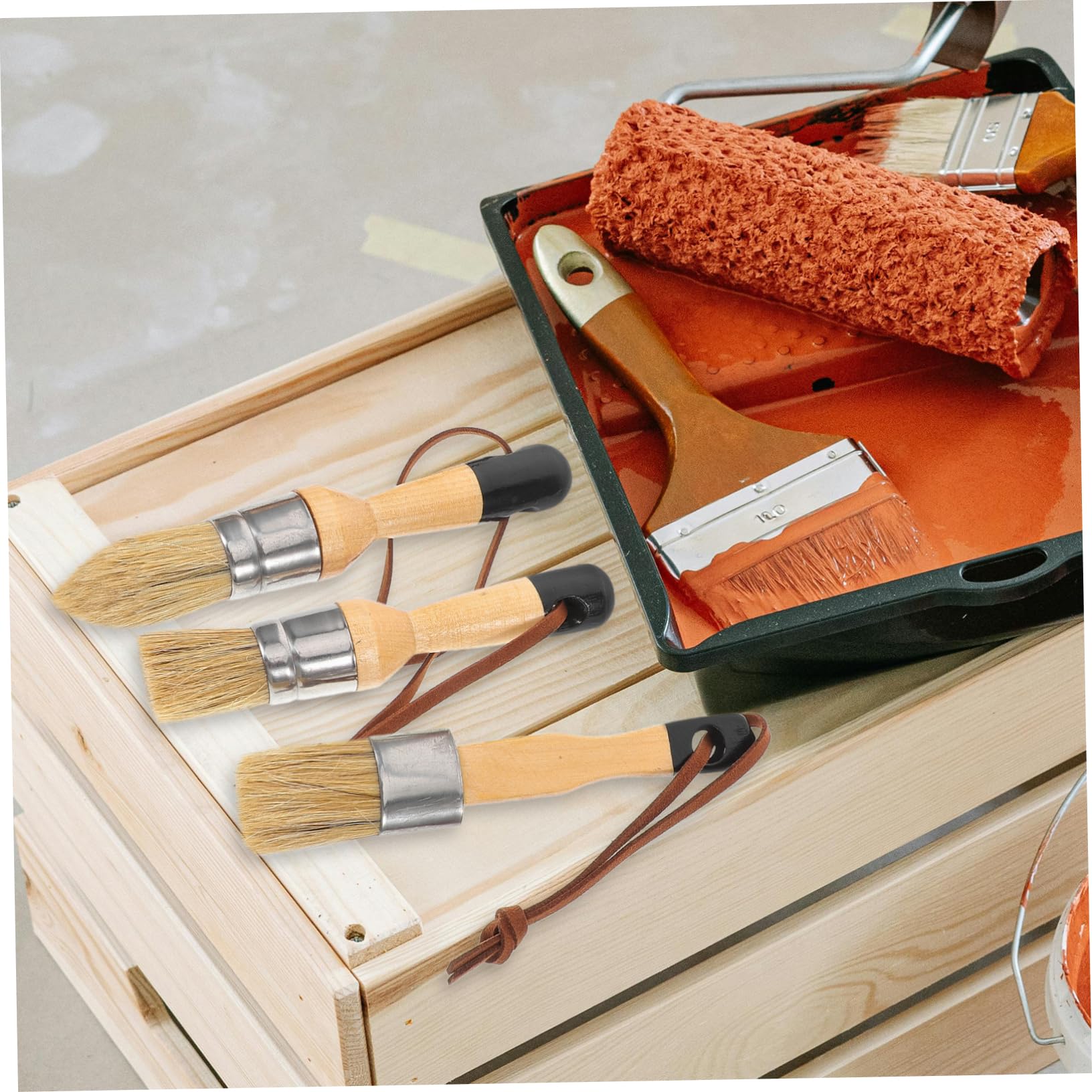 Pinceles De Pintura Multiusos para Uso Diario Pinceles De Reutilizables Y Resistentes para Arte Escolar Y Decoración De Muebles 3 Piezas X 4