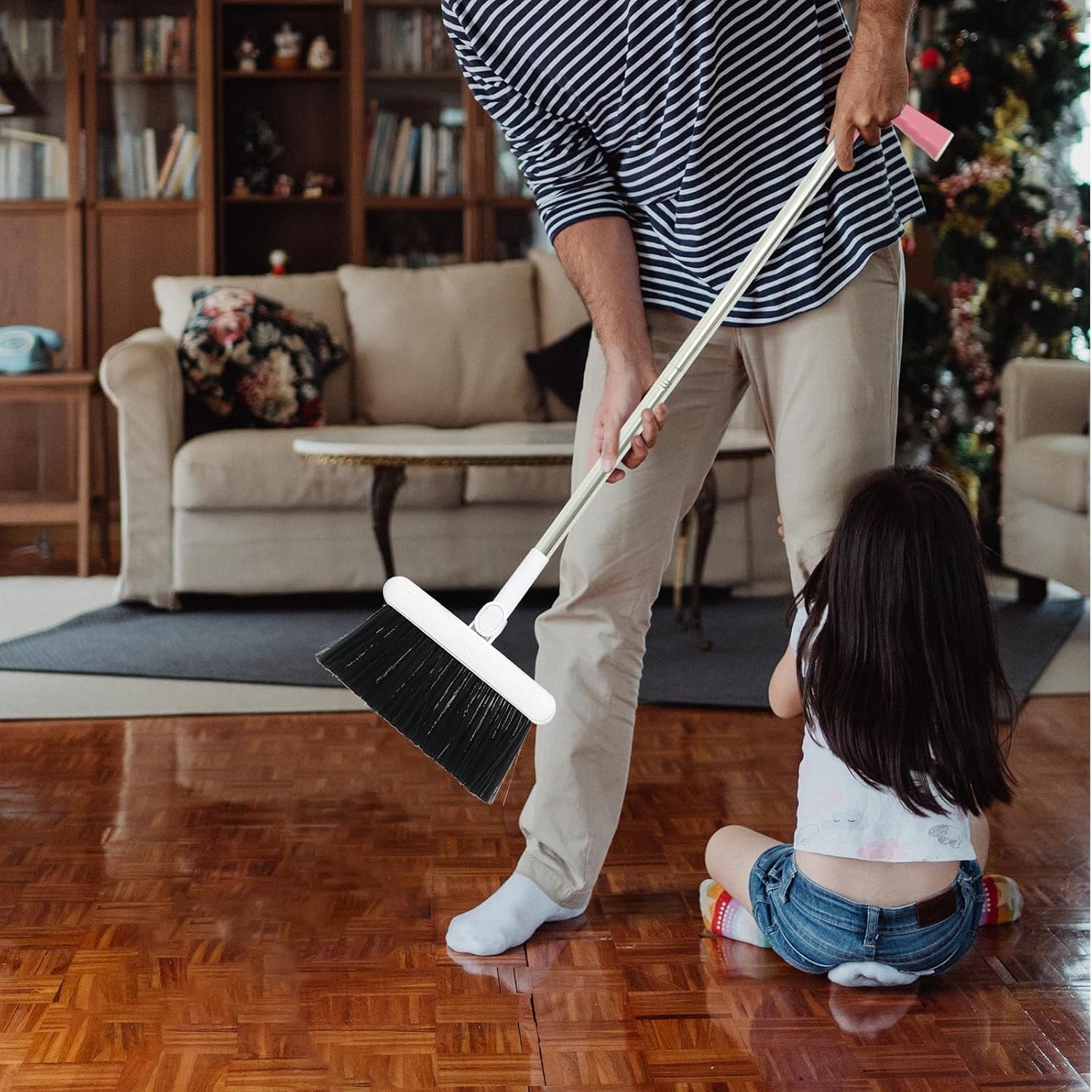 TIDTALEO 22mm Stainless Steel Broom Handle Stick Metal Push Broom Replacement Handle for Floor Cleaning Accessory for Home and Commercial Use Random Color