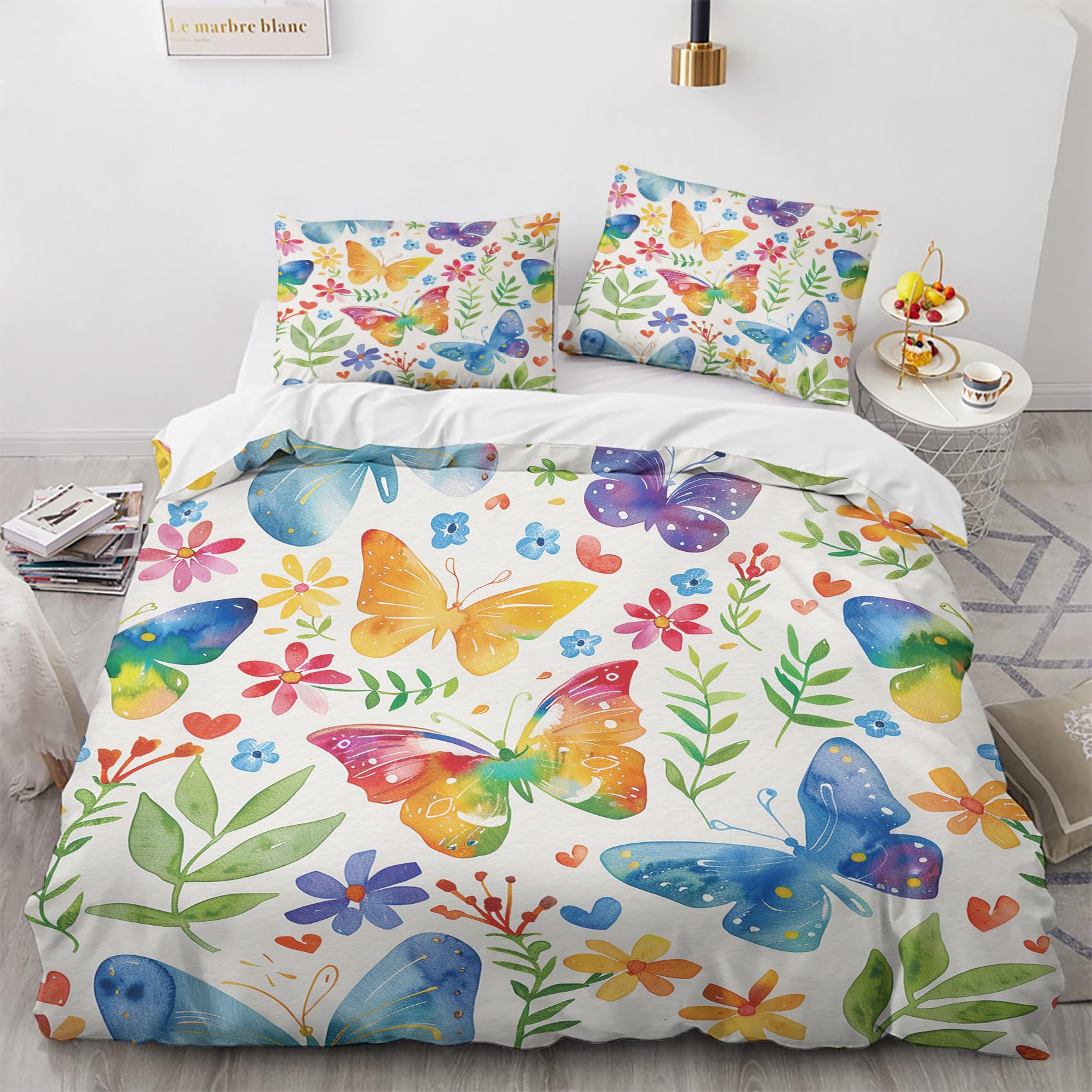 Parures de Lit 240x260 Adulte Papillon Coloré pour Chambre Lumineuse