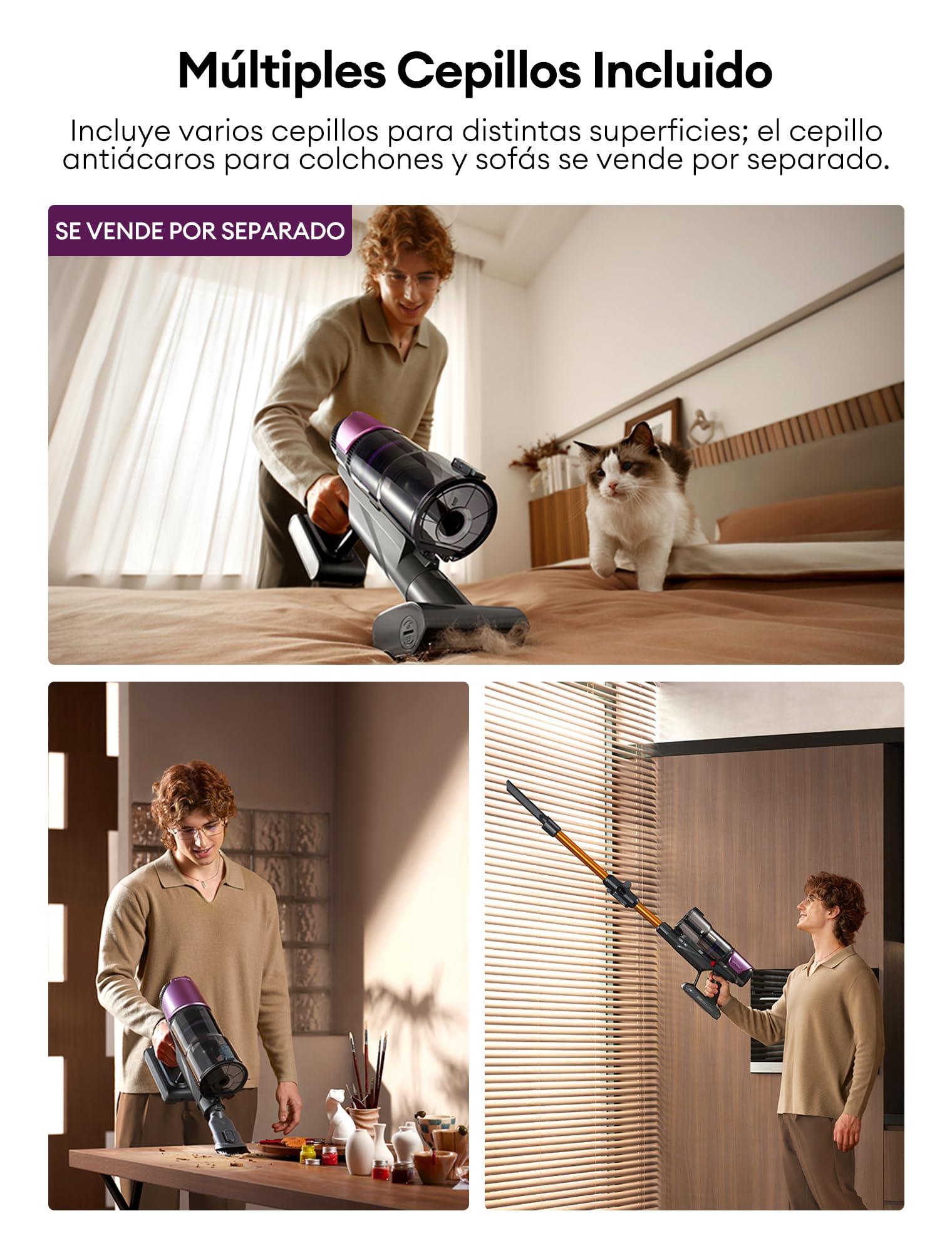 Ultenic U20Mopper Aspiradora sin Cable 60KPa/60Min, con Tanque Extraíble, Tec. Slide-to-Clean sin Ensuciarte, Limpia Bajo Muebles sin Agacharse, Cepillo Antienredos– Ideal para Suelos Duros y Mascotas