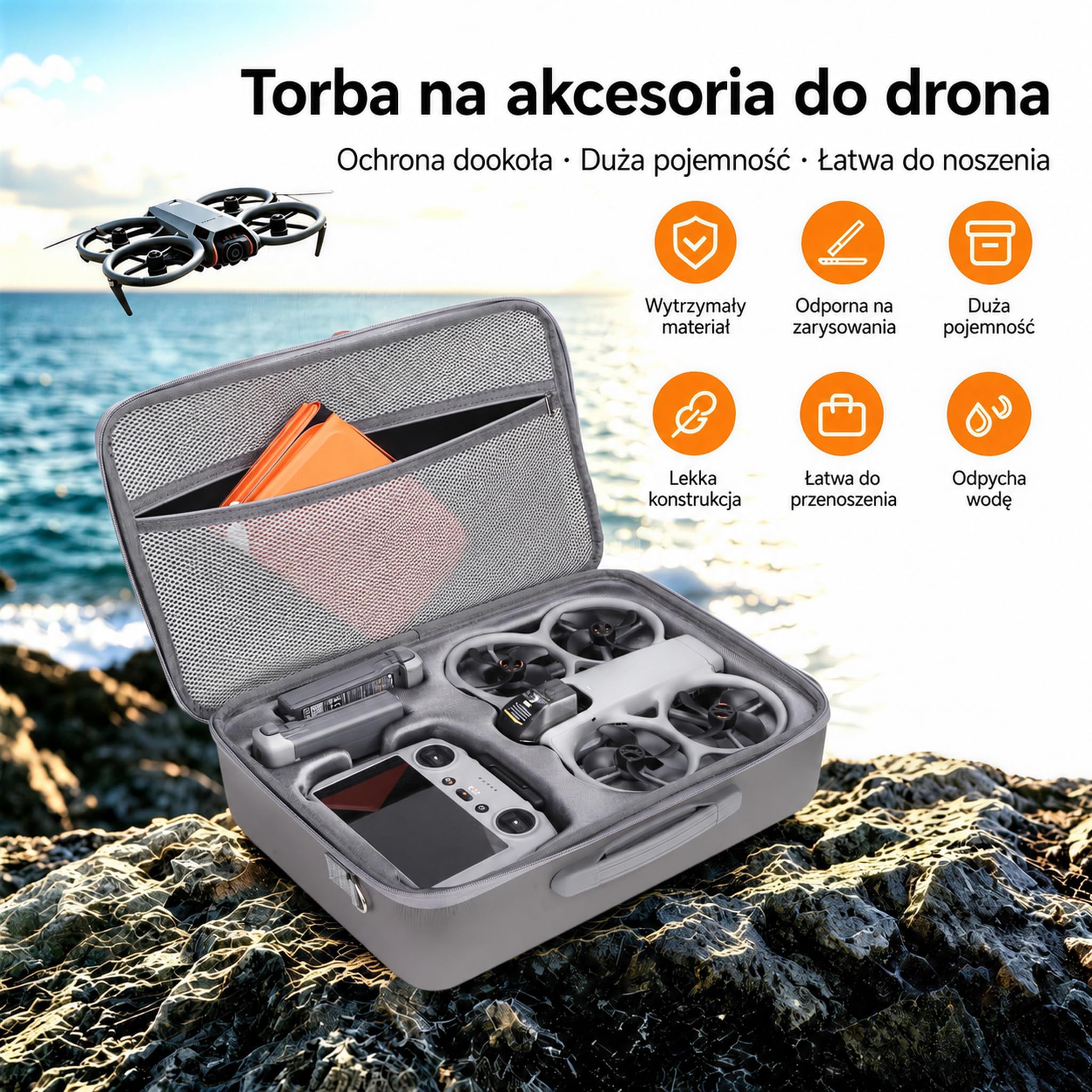 Torba na drona do DJI Avata 360 Fly More RC2, twarda obudowa, szara