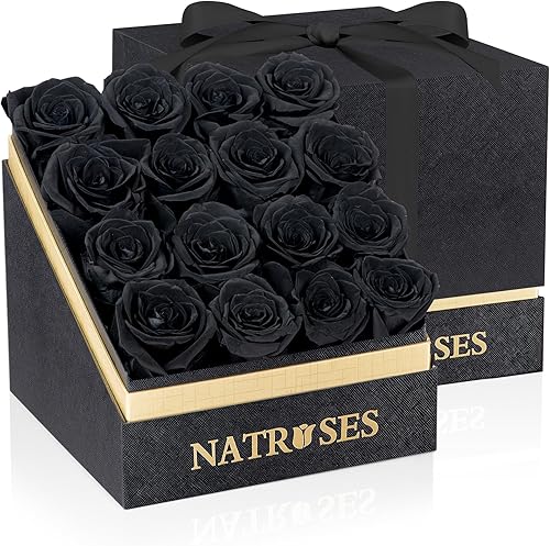NATROSES Forever Preserved Roses in a Box, rosas 100% reales que duran hasta 3 años, flores para entrega de primer cumpleaños, regalos del día de