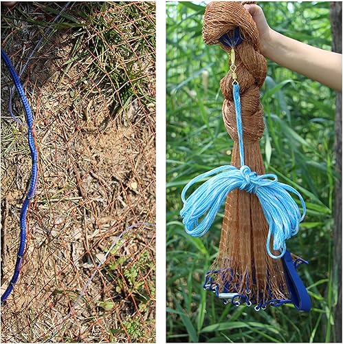 Miniatura 5 de Redes de pesca, líneas de neumáticos, hecha a mano, red de tiro para agua salada, ideal para pesca de 4 pies a 12 pies (radio), red de fundición de